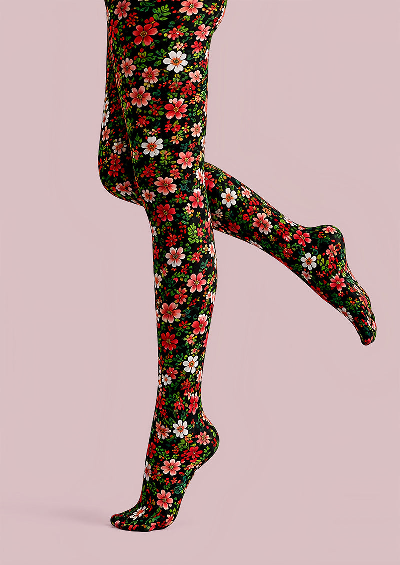 Ditsy Garden Floral Print Tights Hosiery Pantyhose L68-107