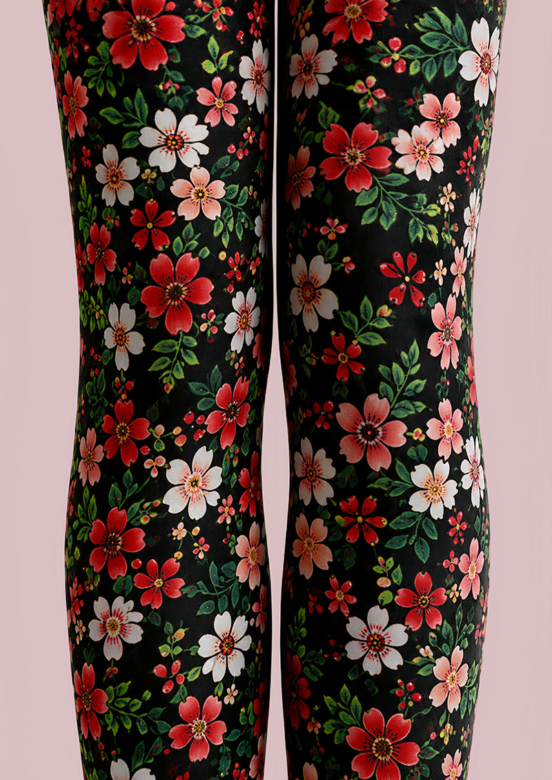 Ditsy Garden Floral Print Tights Hosiery Pantyhose L68-107
