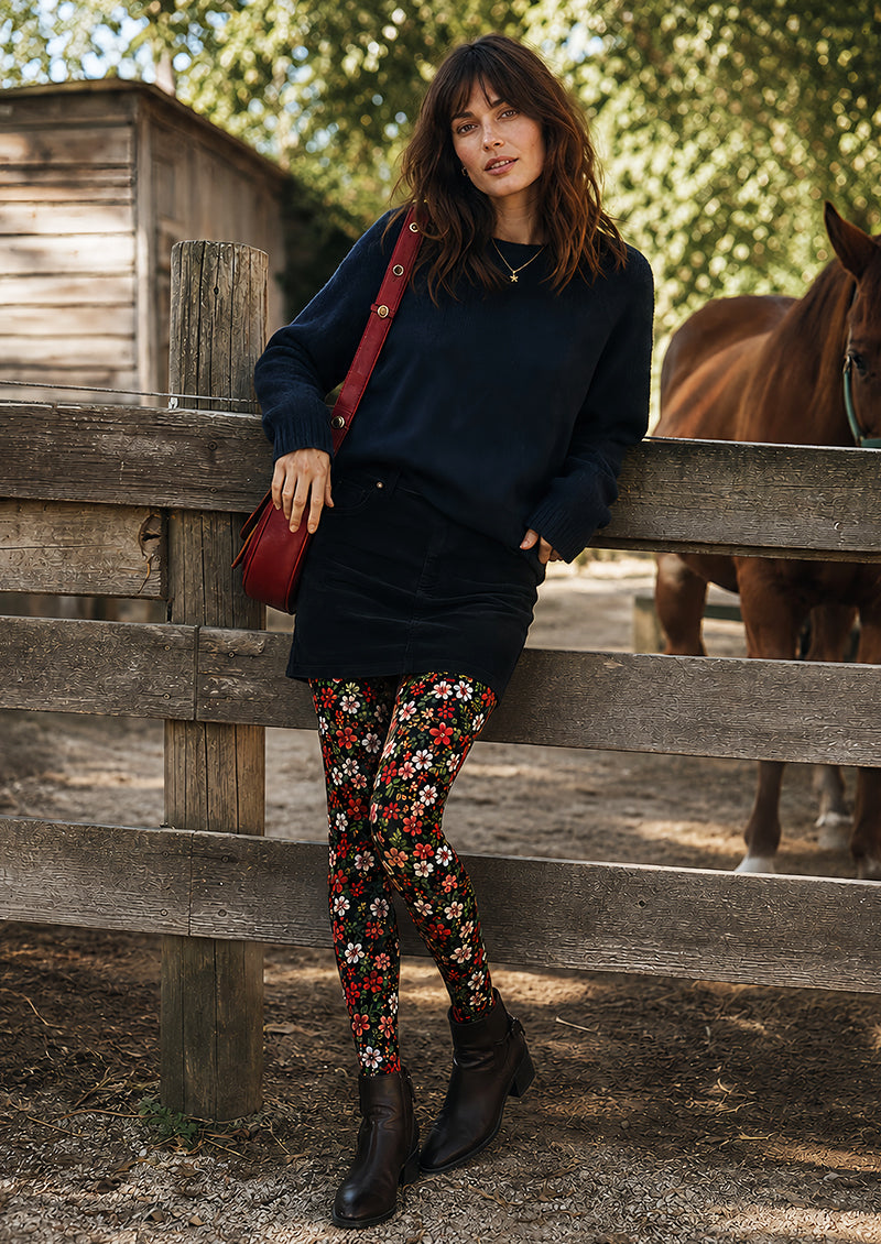 Ditsy Garden Floral Print Tights Hosiery Pantyhose L68-107