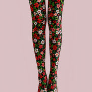 Ditsy Garden Floral Print Tights Hosiery Pantyhose L68-107