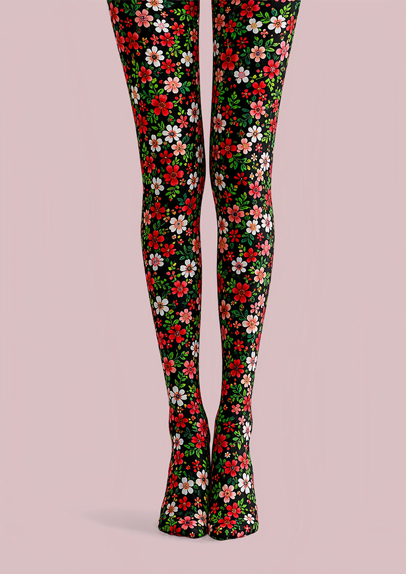 Ditsy Garden Floral Print Tights Hosiery Pantyhose L68-107