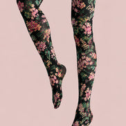 Midnight Bloom Floral Print Tights Pantyhose L68-108