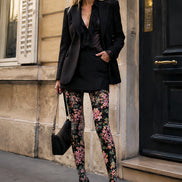 Midnight Bloom Floral Print Tights Pantyhose L68-108