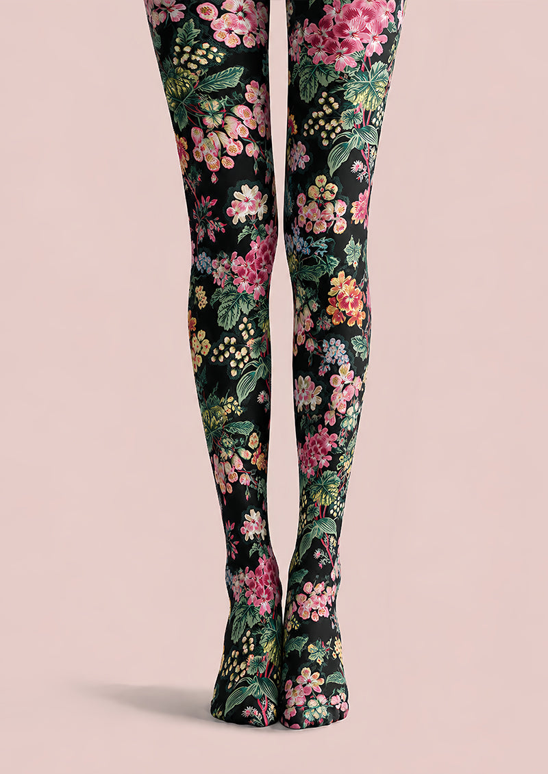Midnight Bloom Floral Print Tights Pantyhose L68-108