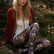 Woodland Bloom Floral Print Tights Hosiery Pantyhose L68-109