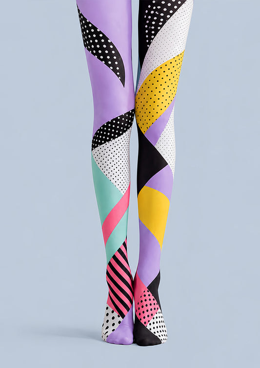 Abstract Color Block Pantyhose Pop Art Colorful Tights L68-10