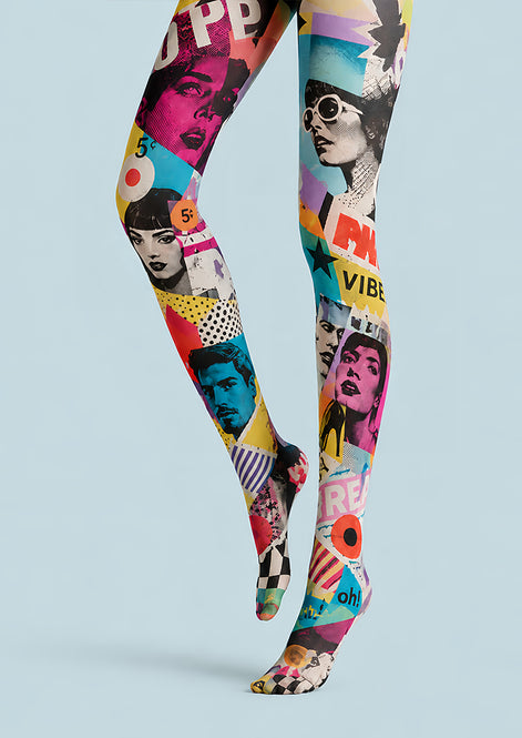 Pop Art Magazine Collage Tights Fashion Pantyhose L68-11