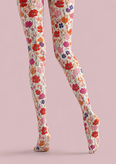 Wild Garden Floral Print Tights Hosiery Pantyhose L68-111