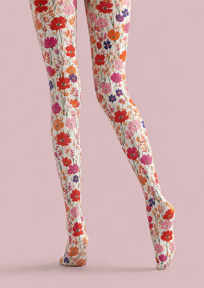 Wild Garden Floral Print Tights Hosiery Pantyhose L68-111