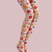Wild Garden Floral Print Tights Hosiery Pantyhose L68-111