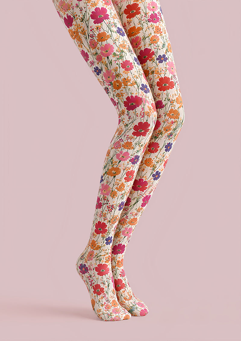 Wild Garden Floral Print Tights Hosiery Pantyhose L68-111