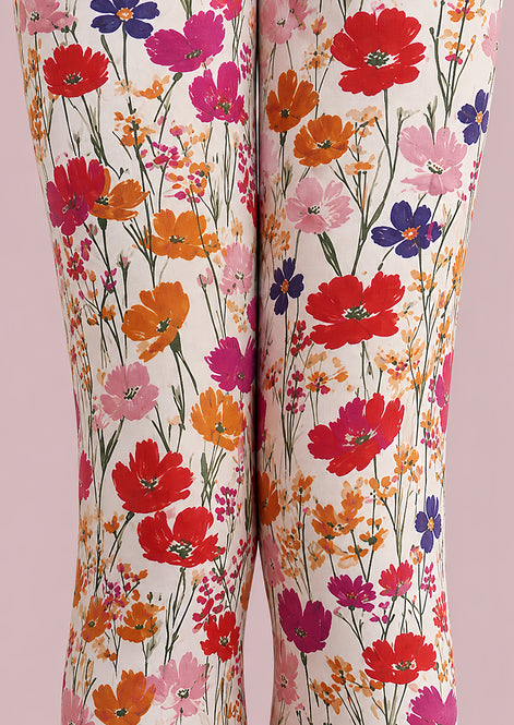 Wild Garden Floral Print Tights Hosiery Pantyhose L68-111