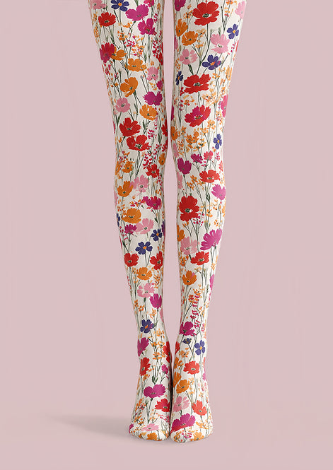 Wild Garden Floral Print Tights Hosiery Pantyhose L68-111