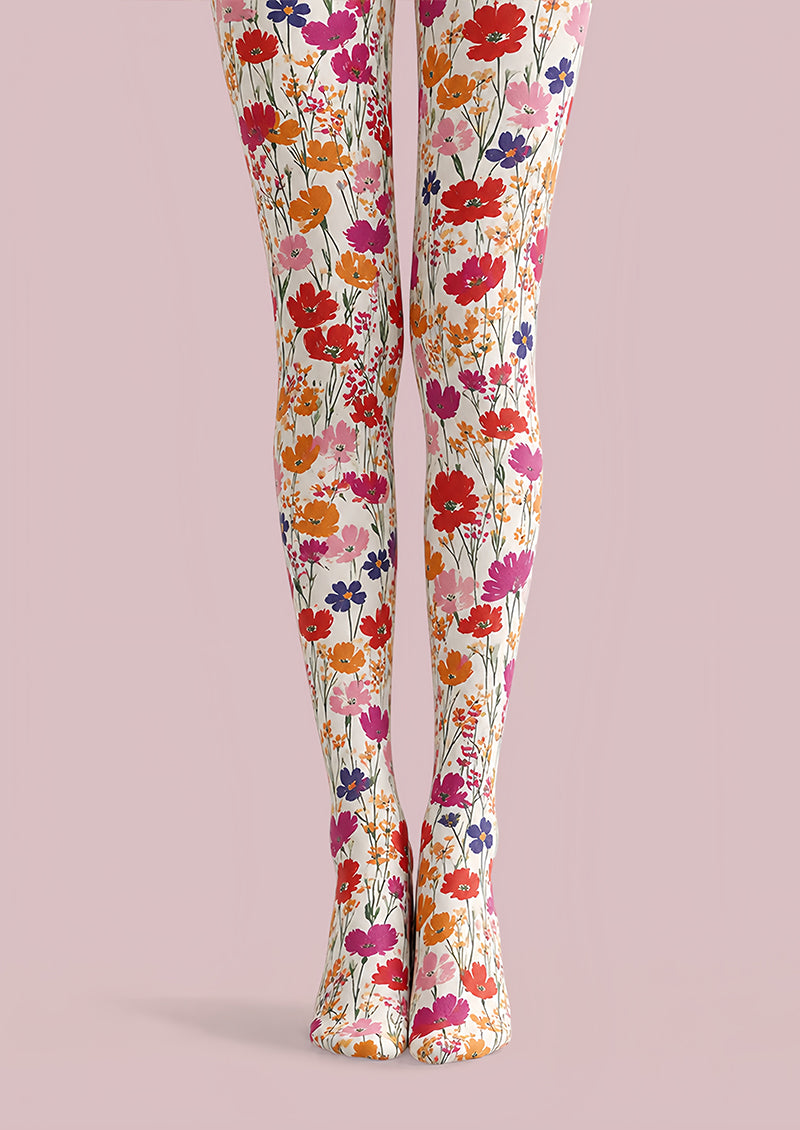 Wild Garden Floral Print Tights Hosiery Pantyhose L68-111