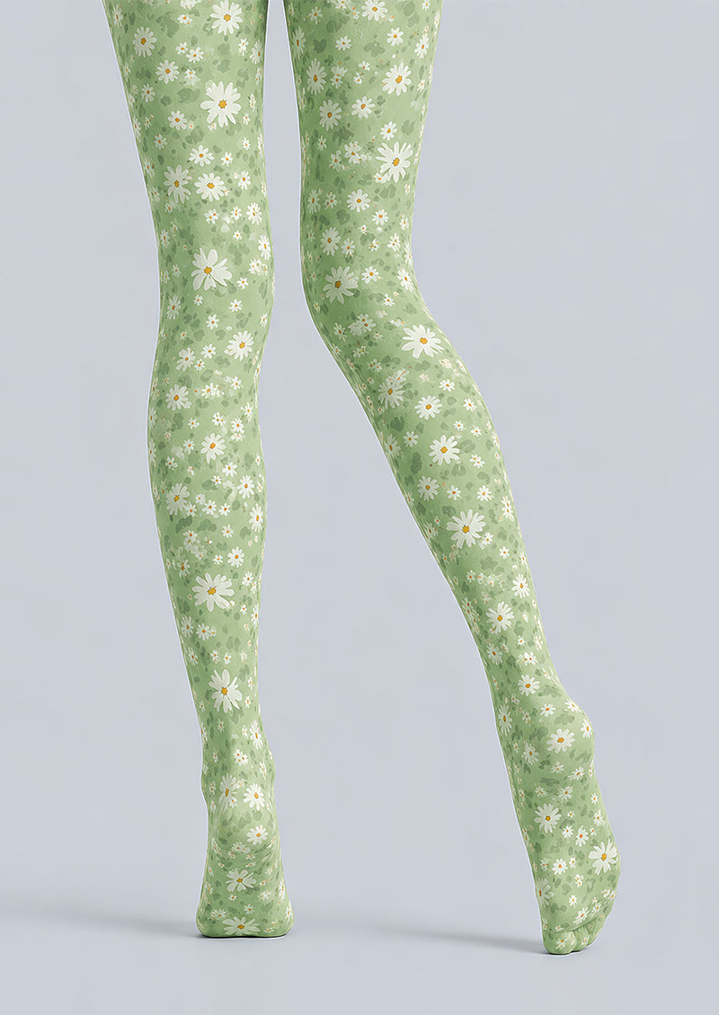 Cottage Daisy Floral Print Tights Hosiery Pantyhose L68-112