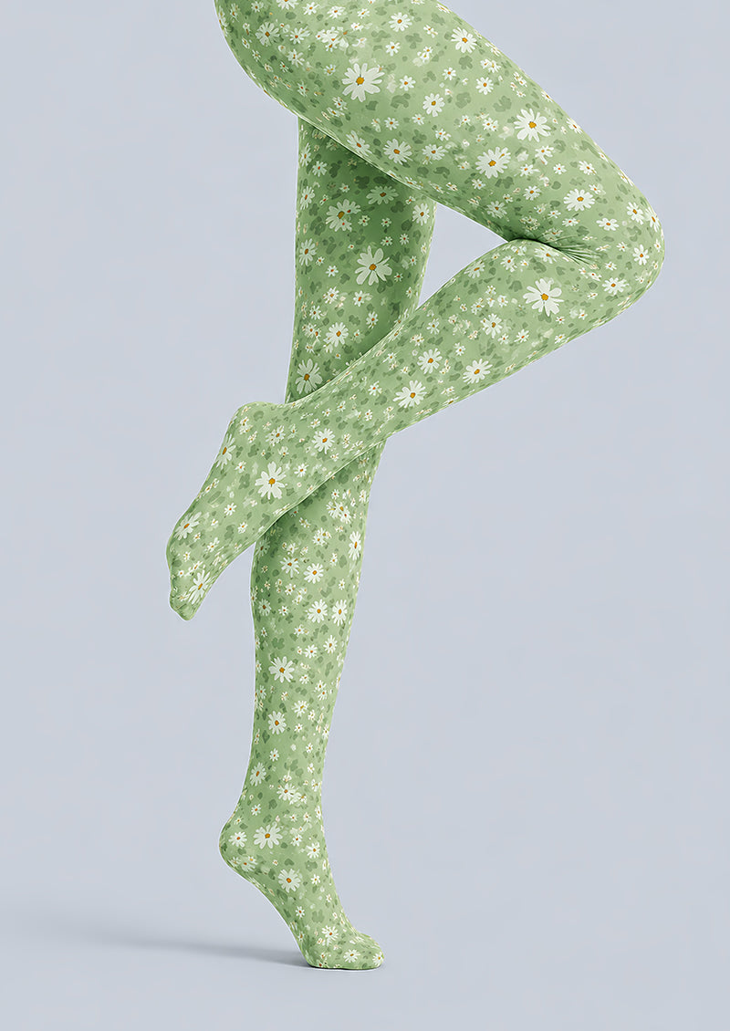 Cottage Daisy Floral Print Tights Hosiery Pantyhose L68-112
