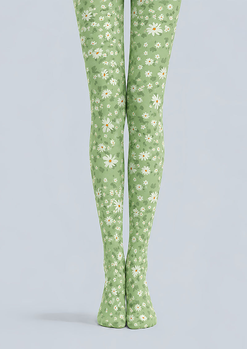 Cottage Daisy Floral Print Tights Hosiery Pantyhose L68-112