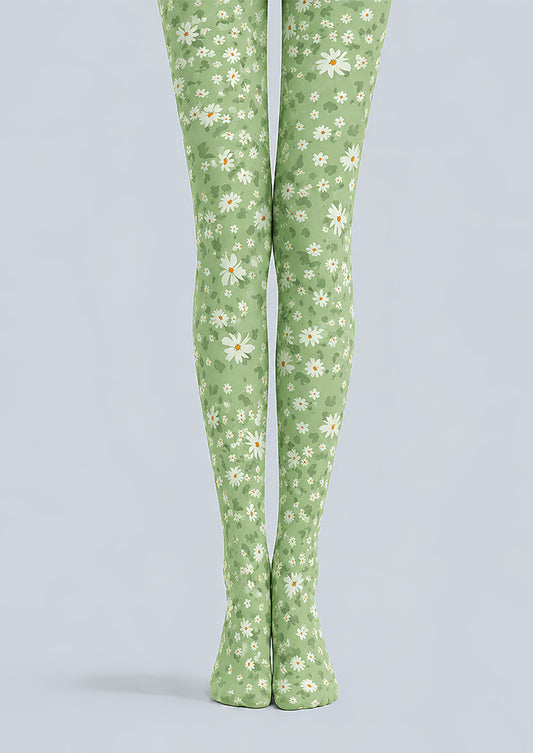 Cottage Daisy Floral Print Tights Hosiery Pantyhose L68-112