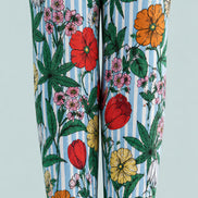 Striped Garden Floral Print Tights Pantyhose L68-113