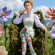 Striped Garden Floral Print Tights Pantyhose L68-113