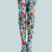 Striped Garden Floral Print Tights Pantyhose L68-113