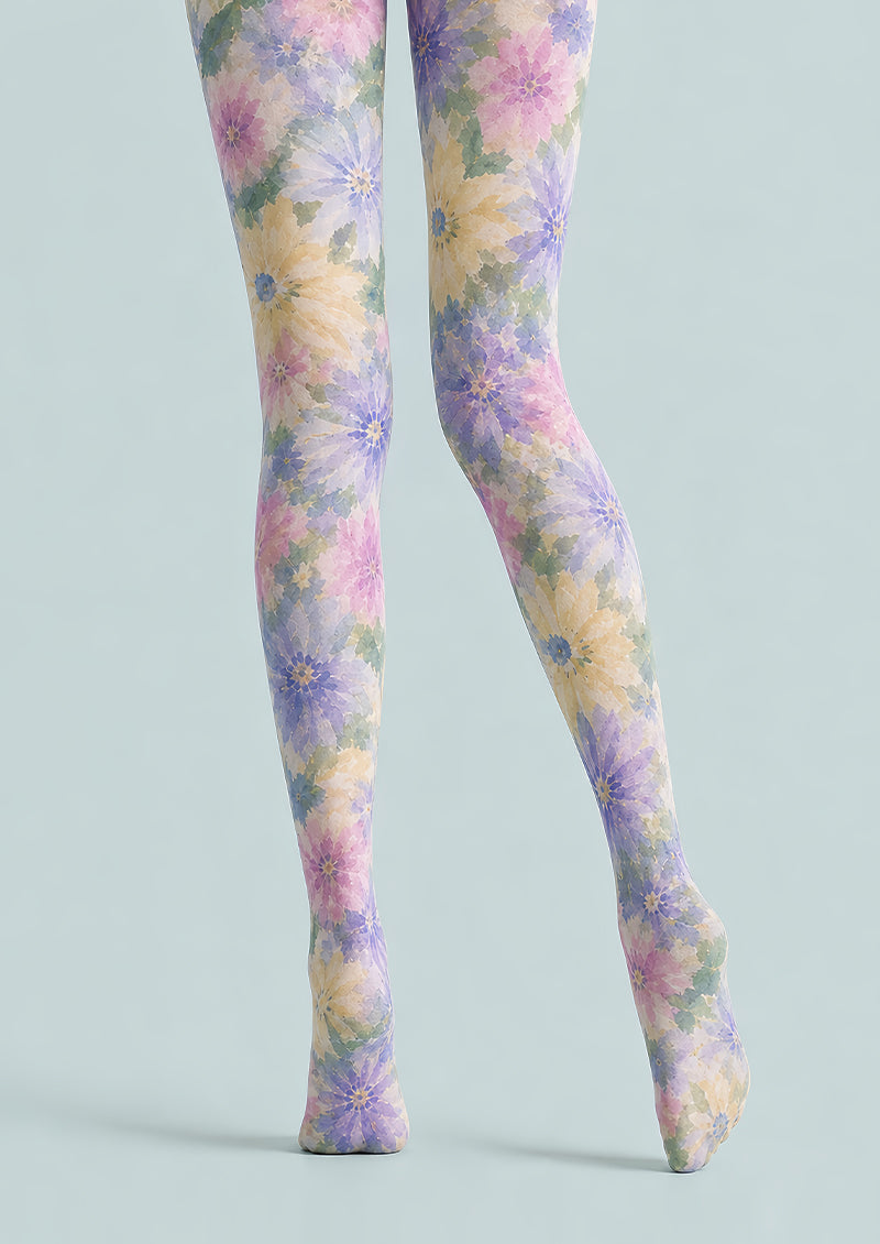 Watercolor Garden Floral Print Tights Hosiery L68-114