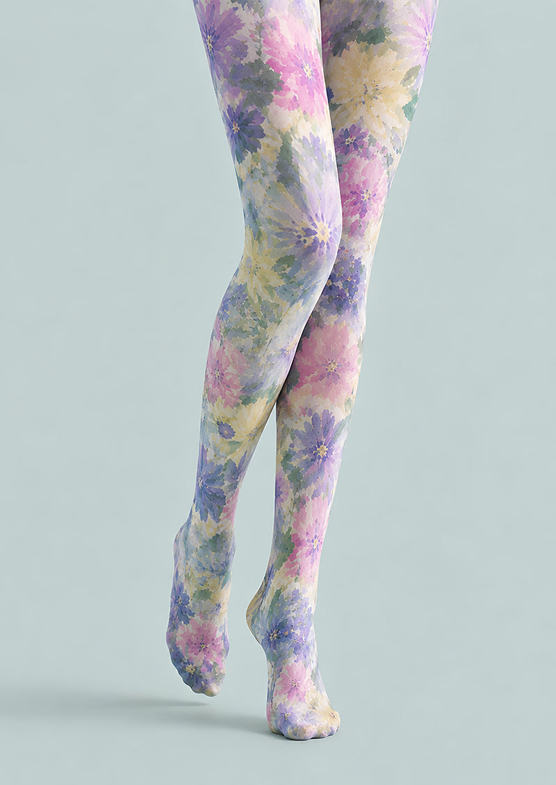 Watercolor Garden Floral Print Tights Hosiery L68-114