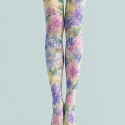 Watercolor Garden Floral Print Tights Hosiery L68-114
