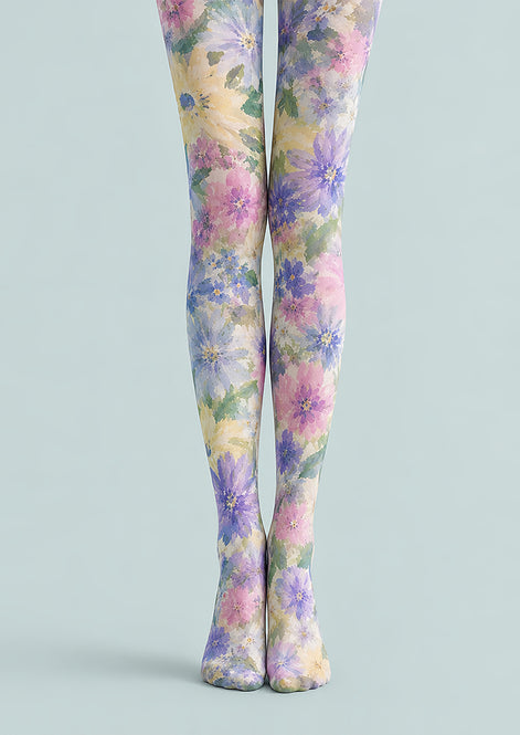 Watercolor Garden Floral Print Tights Hosiery L68-114