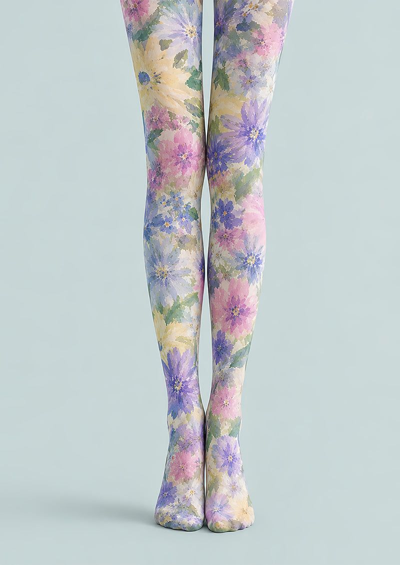 Watercolor Garden Floral Print Tights Hosiery L68-114