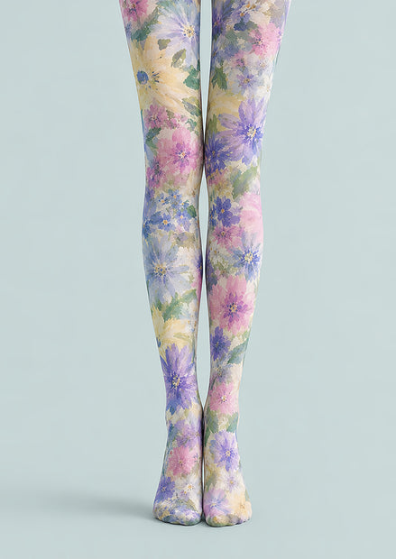 Watercolor Garden Floral Print Tights Hosiery L68-114