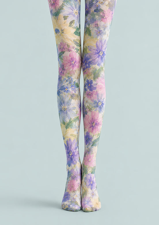 Watercolor Garden Floral Print Tights Hosiery L68-114