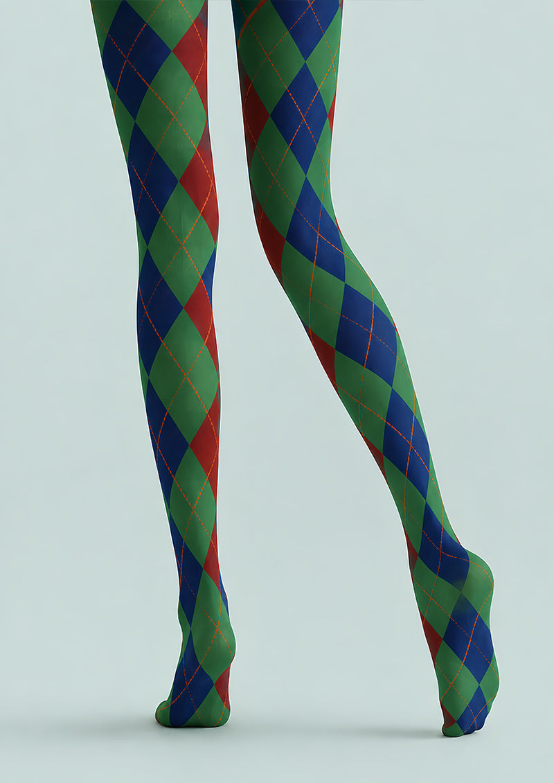 Fall Argyle Green Tights Hosiery Pantyhose L68-115
