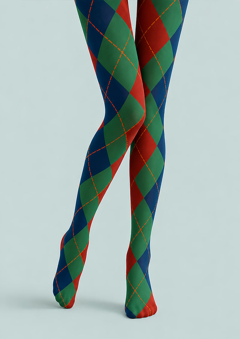 Fall Argyle Green Tights Hosiery Pantyhose L68-115