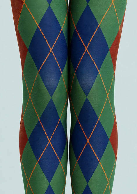 Fall Argyle Green Tights Hosiery Pantyhose L68-115