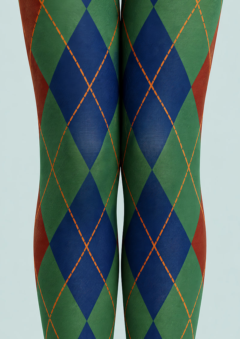 Fall Argyle Green Tights Hosiery Pantyhose L68-115