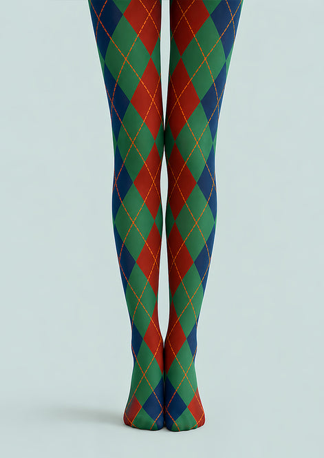 Fall Argyle Green Tights Hosiery Pantyhose L68-115
