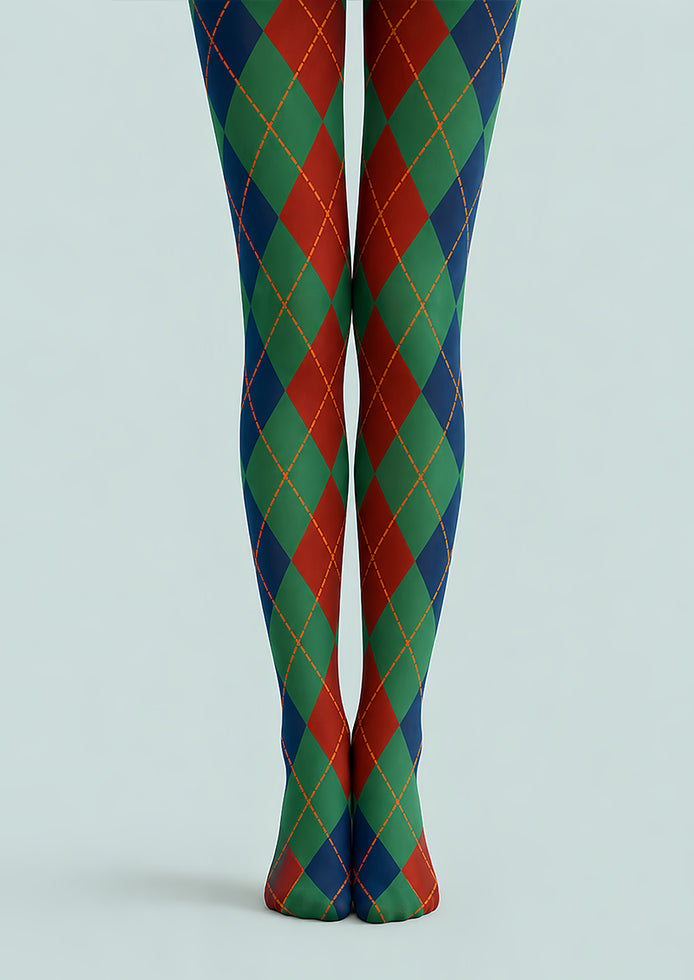 Fall Argyle Green Tights Hosiery Pantyhose L68-115