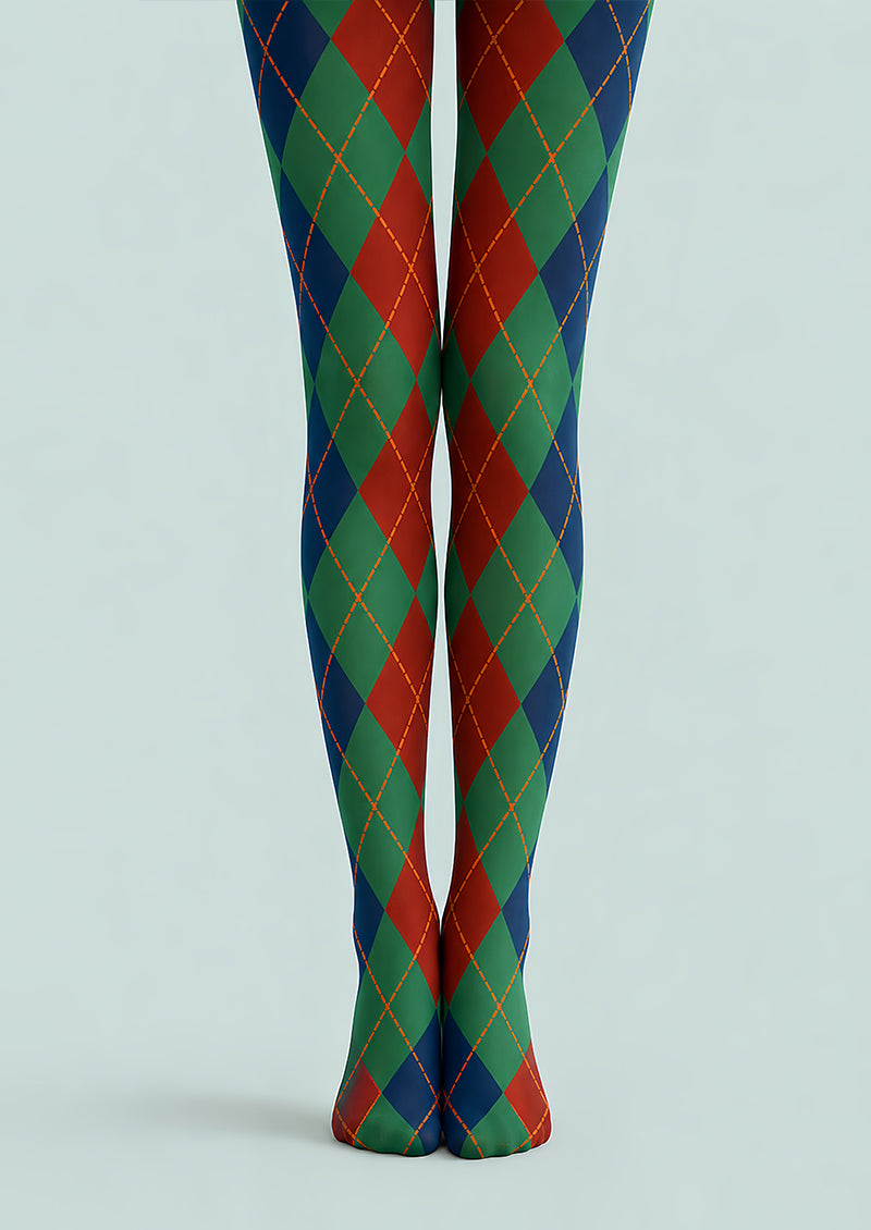 Fall Argyle Green Tights Hosiery Pantyhose L68-115