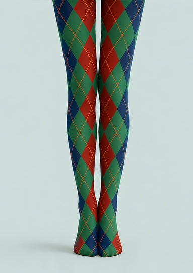 Fall Argyle Green Tights Hosiery Pantyhose L68-115