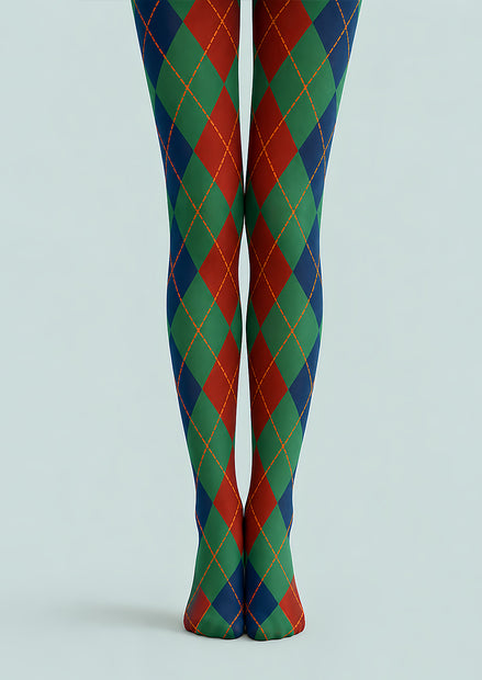 Fall Argyle Green Tights Hosiery Pantyhose L68-115