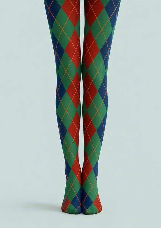 Fall Argyle Green Tights Hosiery Pantyhose L68-115