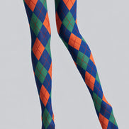 Navy Argyle Tights Hosiery Pantyhose L68-116