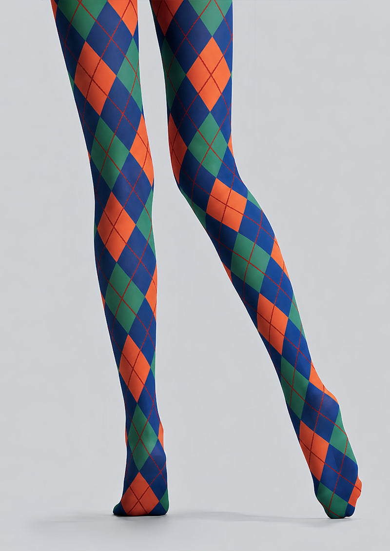 Navy Argyle Tights Hosiery Pantyhose L68-116
