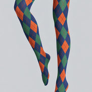 Navy Argyle Tights Hosiery Pantyhose L68-116