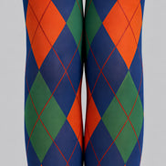 Navy Argyle Tights Hosiery Pantyhose L68-116