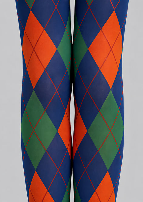 Navy Argyle Tights Hosiery Pantyhose L68-116