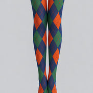 Navy Argyle Tights Hosiery Pantyhose L68-116