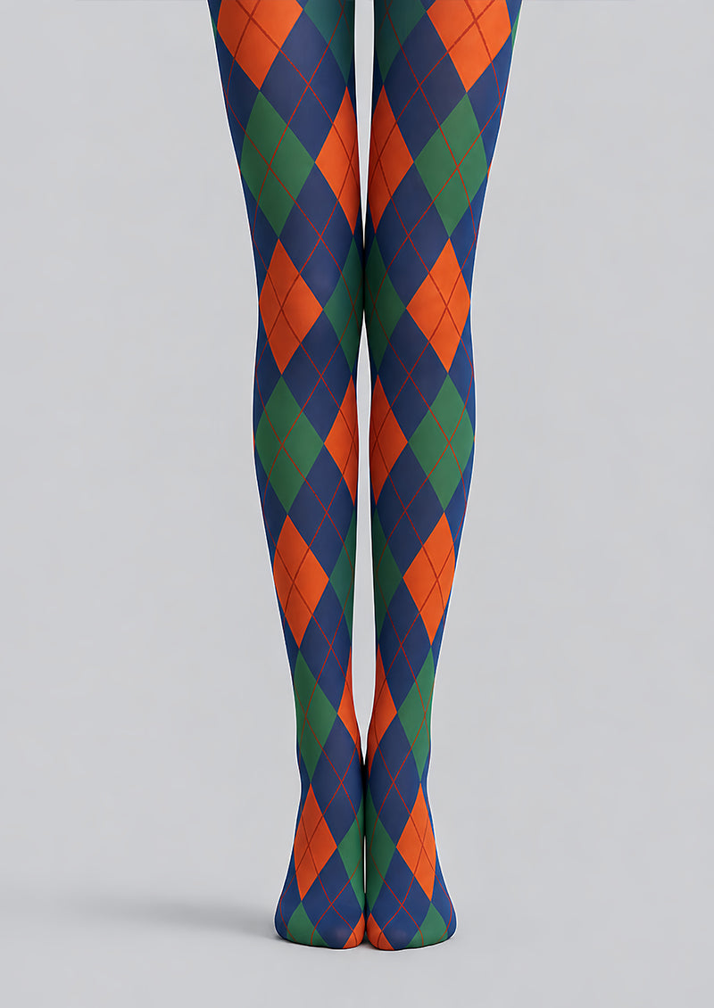 Navy Argyle Tights Hosiery Pantyhose L68-116