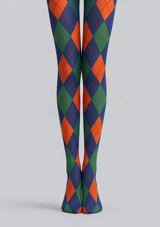 Navy Argyle Tights Hosiery Pantyhose L68-116